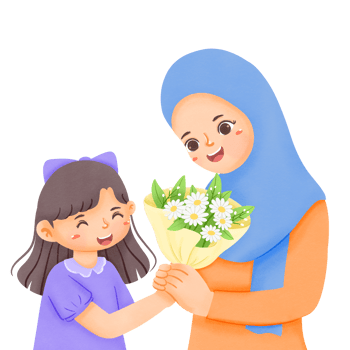 A woman giving a flower to a girl png