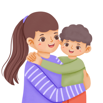 A woman and child are hugging each other png