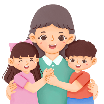A woman and two children are holding hands png