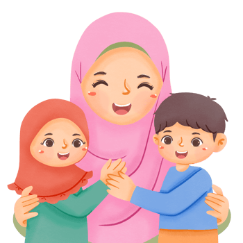 A cartoon illustration of a mother and her children png