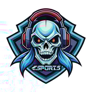 a skull with headphones on its head vector