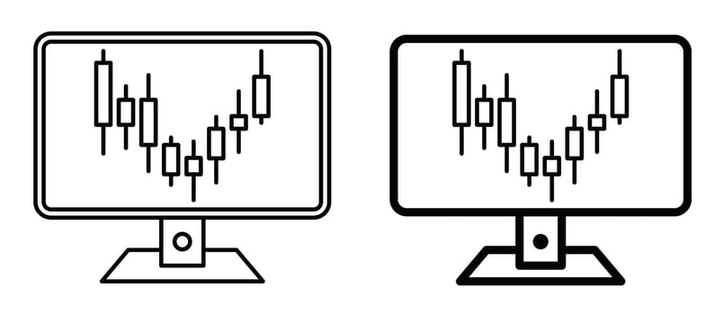 Two monitors with a chart on them vector