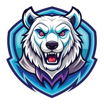 the head of a polar bear in a blue shield vector