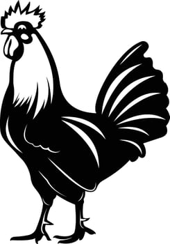 a black and white illustration of a rooster vector