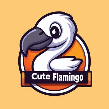 a cute flamingo logo with the word 'cute flamingo' vector