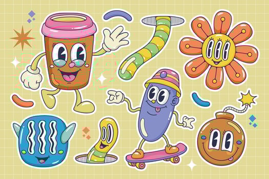 Lovely Sticker Pack with Timeless Illustrations vector