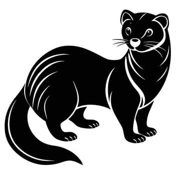a black and white illustration of a ferret vector