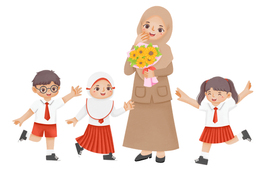 An illustration of a mother and children png