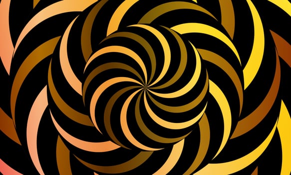 Abstract optical illusion sphere. Hypnotic spiral ball with double brown lines. radial , twirl, twisted. vintage circle. vector