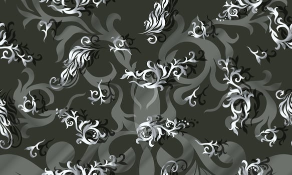 floral ornament seamless pattern on dark background. retro swirl pattern. vector
