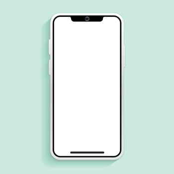 White modern smartphone mockup isolated on blue background 3D rendering vector
