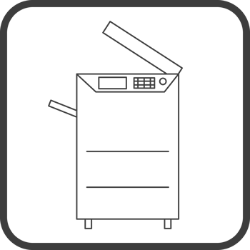 photocopier icon in line black square frames, line icon png