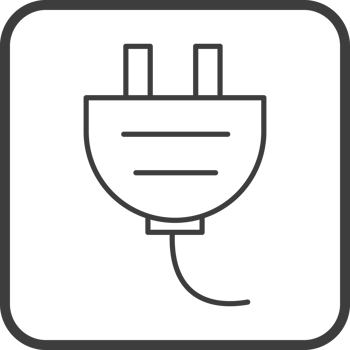 power plug icon in line black square frames, line icon png