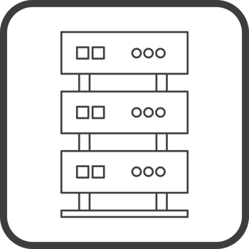 server rack icon in line black square frames, line icon png