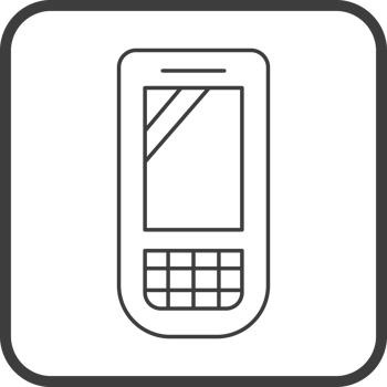 mobile phone icon in line black square frames, line icon png