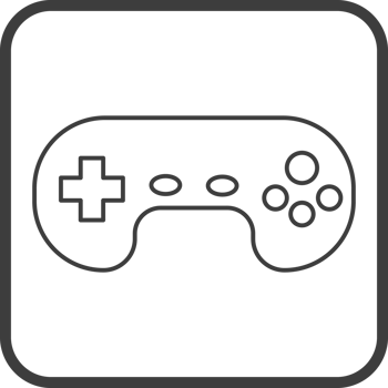 controller game icon in line black square frames, line icon png