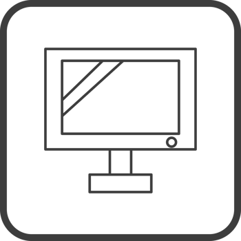 monitor computer icon in line black square frames, line icon png