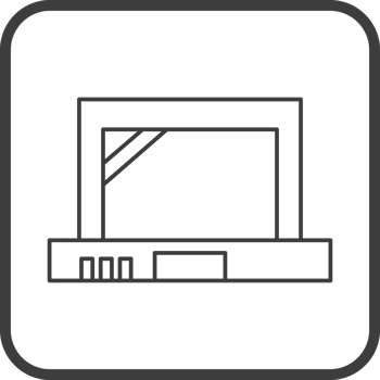 laptop icon in line black square frames, line icon png