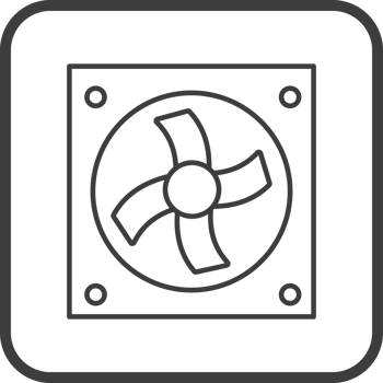 cooling fan computer icon in line black square frames, line icon png