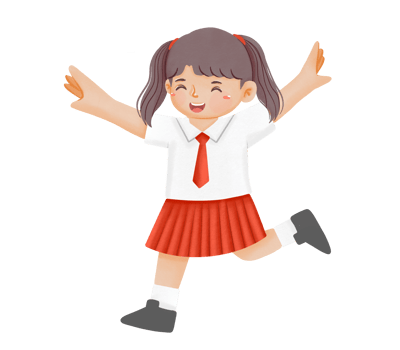 A girl in a school uniform is jumping png