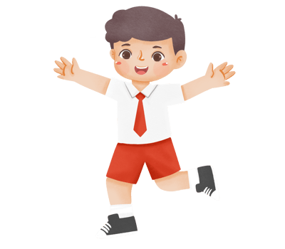 A cartoon boy in a school uniform is jumping png