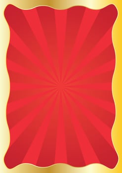 red background with sun burst effect with typical Chinese gold ornaments vector