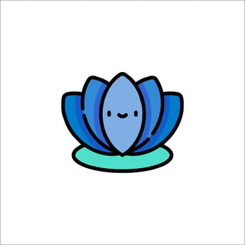 A blue lotus flower with a smiley face vector