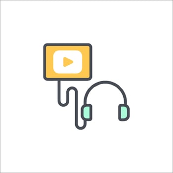A icon with headphones and a microphone vector