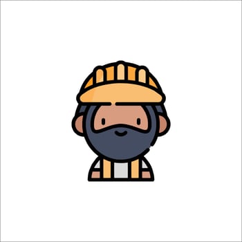A cartoon man in a hard hat with a beard vector