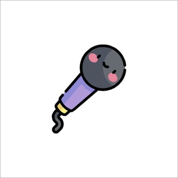 A microphone icon with a cute face vector