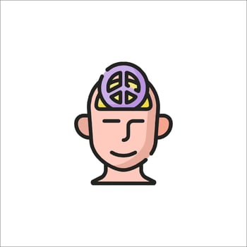 A man with a peace symbol on his head vector