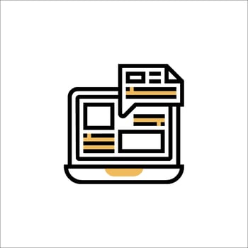 A laptop with a paper on it and a phone on top vector