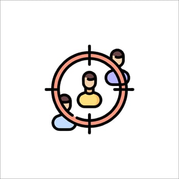 People in a circle icon, with a target in the center vector