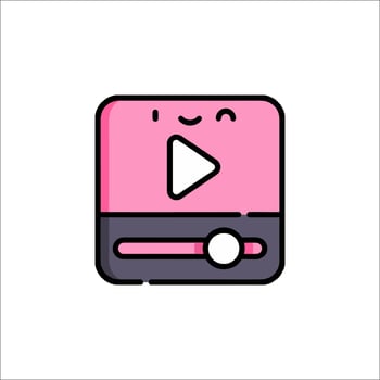 A pink player icon with a smiley face vector