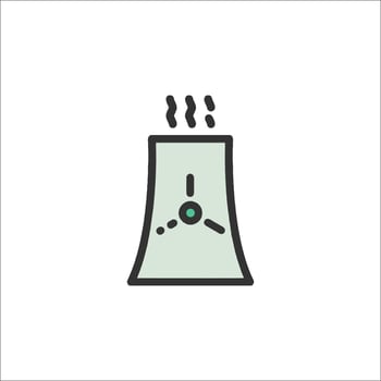 A black and white icon of a nuclear power plant vector