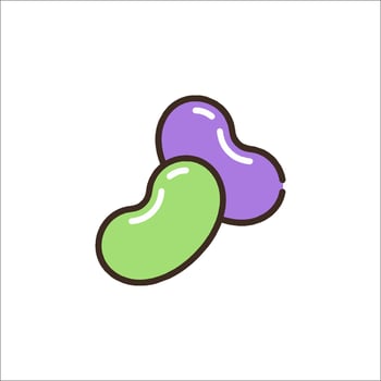 Two green and purple jelly beans on a white background vector