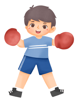 Boy with boxing gloves and shorts png