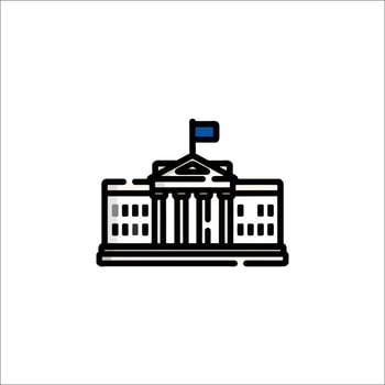 The white house icon, with a flag on top vector