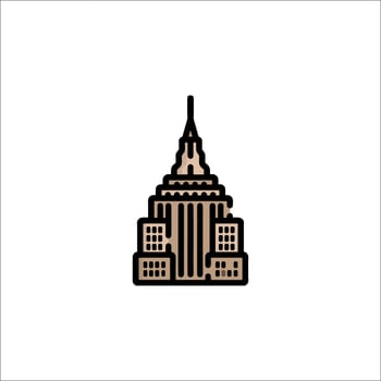 The empire state building is shown in a line art style vector