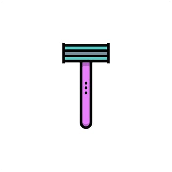 A razor with a purple handle on a white background vector