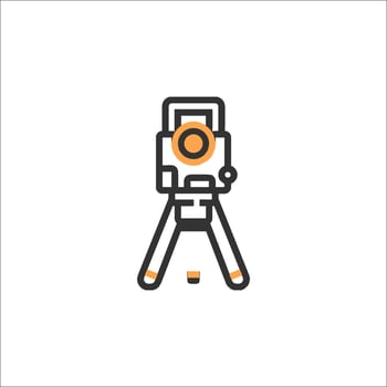 A line drawing of a camera on a tripod vector