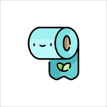 A cartoon toilet paper with a green leaf on it vector