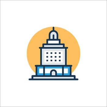A building with a clock on top of it vector