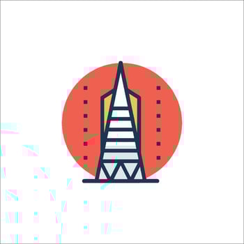 A tower with a red circle on it vector
