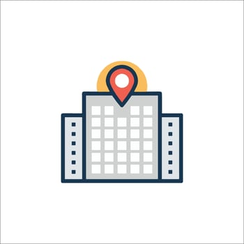Hotel icon, location icon, hotel sign, hotel building, hotel room, hotel room sign vector