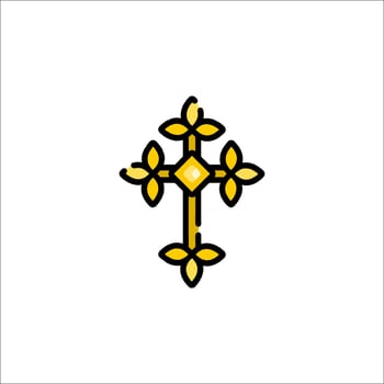A cross with a yellow flower on it vector