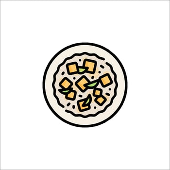 A plate with food on it in a line drawing vector