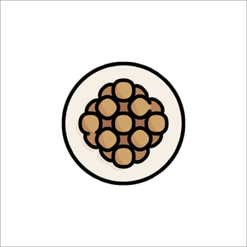 A bowl of rice with a few pieces of meat vector