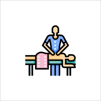 A man is getting a massage on a table vector