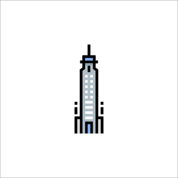 A pixel art illustration of a skyscraper vector